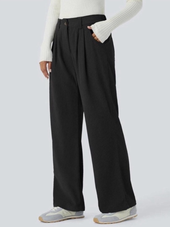 HALARA Pants - NWT Halara Mid Rise Pocket Straight Leg Corduroy Casual Pants Black  Size XL
